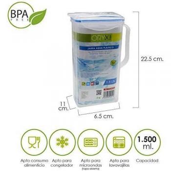ORYX 5025040 Jarra Plastico Cuadrada 1.500 ml. 22.5x15x8