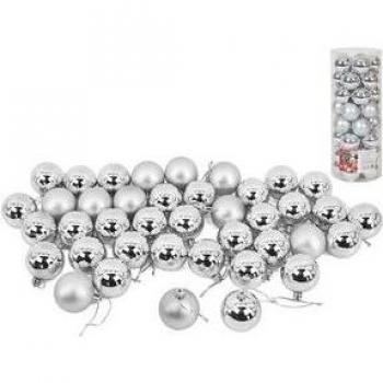 Set de 40 Bolas de Navidad en color plata de 5 cm
