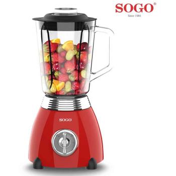Batidora de Vaso Retro 500W 1.5L Jarra de Cristal Roja