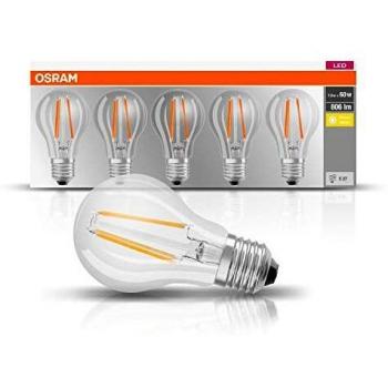 Lámpara LED Osram E27 Classic Filamento 7W 806lm 2700K Pack de 5