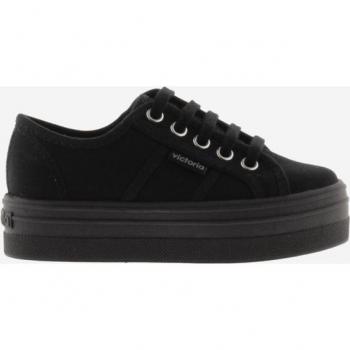 Victoria - Zapatillas de lona negras monocromo con plataforma