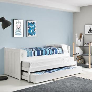 Cama Nido Compacta de Madera Blanca 90x200 cm