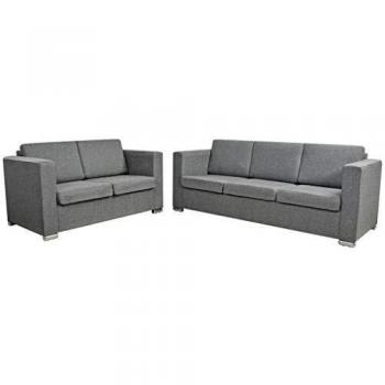vidaXL Juego de Sofás 2 Unids 2+3 Plazas Tela Gris Claro Sillón Asiento Butaca