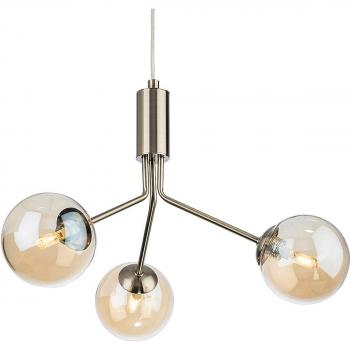 Lámpara colgante Montana de latón envejecido con cristal ámbar, 3 bombillas, diámetro de 28 cm