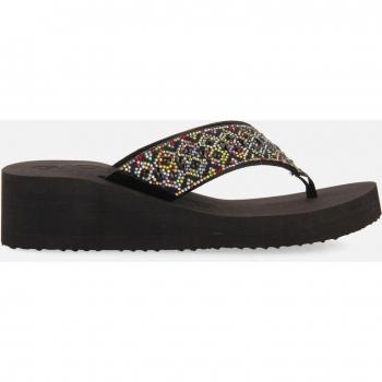 Chanclas Gioseppo con Cuña Negras y Adorno de Cristales para Mujer
