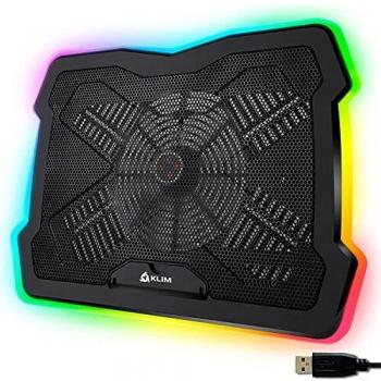 KLIM Ultimate + Base de refrigeración para portátiles RGB - 11 a 17 + Refrigeración para portátil Gaming + Nueva 2021 + Ventilador USB + Estable y silenciosa + Compatible con Mac y PS4