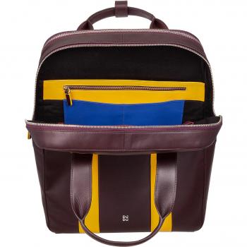 Dudu - Mochila grande de hombre de piel para portátil 16' con doble cremallera, cuero genuino, soporte para tabletas, ideal para viajes de negocios, diseño estilizado y colorido