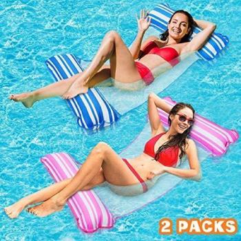 lenbest 2 Pack Hamaca de Agua, Hamaca Flotante, Cama Flotante de Agua Plegado, Piscina Tumbona Hamaca Inflable de Agua Piscina Jardín y Playa para Adultos & Niños