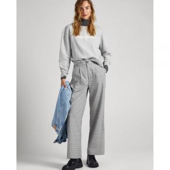 Pantalón Romy gris Pepe Jeans - Pantalón recto de mujer con estampado de cuadros y cintura elástica