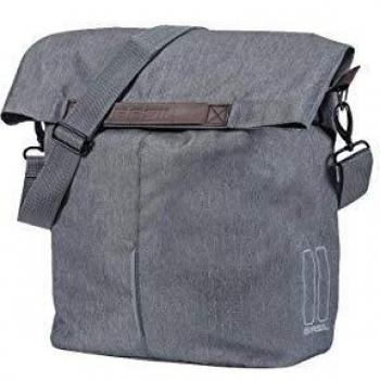 Basil City Shopper Pannier Bag Grey Melee 14-16L with Hook-On System