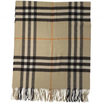 Burberry Women's Cashmere Check Logo Scarf in Beige - Unisex One Size