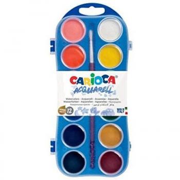 Carioca - Caja 12 acuarelas con pincel, 30 mm