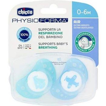 Chicco Physio Air - Pack de 2 chupetes de silicona para 0-6 meses, modelos aleatorios, color azul