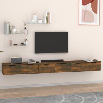 Armarios de pared vidaXL 2 uds contrachapada roble ahumado 102x30x20cm marrón