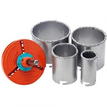 Wolfcraft 3478000 (L) sierra de corona, HM, profundidad de corte 55 mm, completo con plato receptor y broca de centraje PACK 1