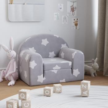 Sofá Cama Infantil de Felpa Suave Gris Claro con Estrellas