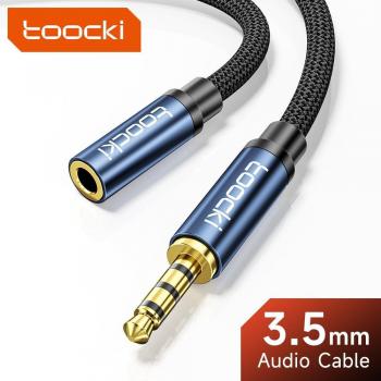Cable Aux Toocki 3.5mm Macho a Hembra con Micrófono, Extensión de Audio para Altavoces y Auriculares Xiaomi, 0.5M Gris