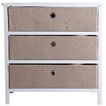 Cómoda Plegable de Madera DM en Color Beige y Blanco con 3 Cajones de Estilo Nórdico - 60x34x60cm