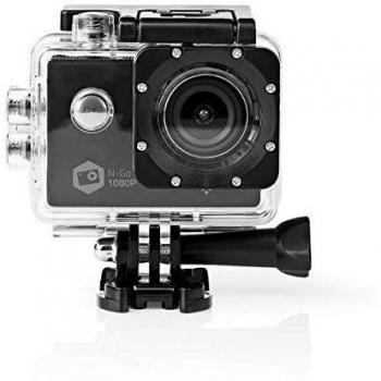 NEDIS Cámara de Acción Cámara de Acción - Full HD 1080p - Wi-Fi - Pantalla TFT - Micrófono Incorporado - Carcasa Resistente al Agua - microSD - Kit de Montaje - Ligera - Negra Negro 0.8 m