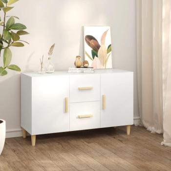Aparador de madera de ingeniería y contrachapada blanco 100x36x60 cm, Mueble de Almacenaje de Salón, Buffet moderno, Armario Auxiliar, Armario de Almacenamiento