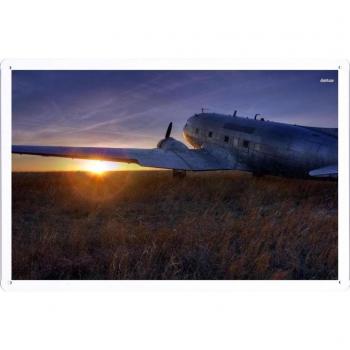 Metal cartel Cartel de chapa Hojalata sesión Aircraft Tin Sign #25867 Airplane On A Sunset Field Retro Vintage Pared Decoración by hamgaacaan