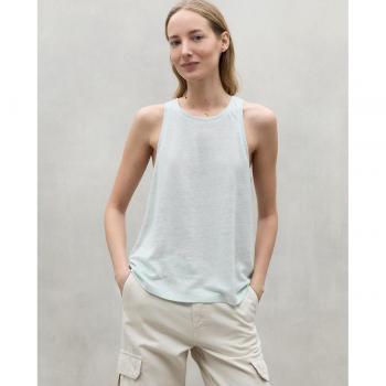 Camiseta de mujer sin mangas Ecoalf Halden azul claro, casual, de lino y cuello en pico