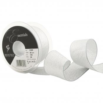 Berisfords Glamurosa y ostentosa Cinta con Aspecto metálico 9165 de 20 m x 40 mm, Color Plateado