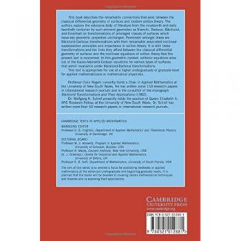 Transformaciones de Bäcklund y Darboux: Geometría y Aplicaciones Modernas en la Teoría de Solitones (Textos de Cambridge en Matemáticas Aplicadas, Volumen 30)