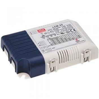 MEAN WELL Driver LED corriente constante, IN: 180 → 277 V ac, 254 → 392 V dc, OUT: 6 → 54V, 1.05A; MEANWELL MW LCM-25
