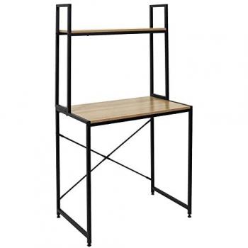 Escritorio con Estante Stan de MDF Negro, 145x48x80 cm, Organizador y Ahorra Espacio