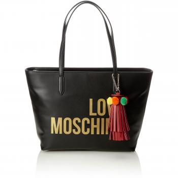Love Moschino - Borsa Grain Pu Nero, Shoppers y bolsos de hombro Mujer, Negro