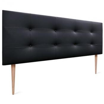 Cabecero Acolchado Capitone de Polipiel Negro 135x115cm con Patas y Grosor de 8cm