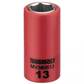 Vaso aislado Teng Tools MV380513 - 3/8' 13MM, métrica, 6 puntos, 1000 voltios, enchufe aislado poco profundo, herramienta de electricistas