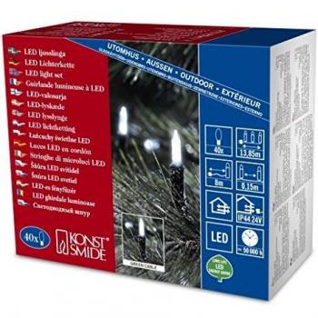 Guirnalda Pequeña Retro para Árbol de Navidad - 40 Diodos Blanco Frío, Transformador Exterior 24V, Cable Verde