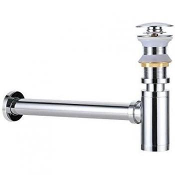 (1 SET) BONADE Sifón y Pop-up Tapones de Desagüe sin Desbordamiento para Lavabo, Automático Emergente Latón Válvula de Desagüe Cromado sin Rebosadero