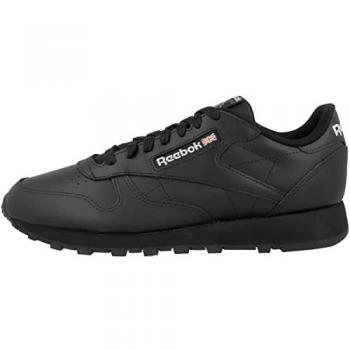 Zapatilla Reebok Classic Leather Negra Alta Calidad, Talla 44.5, Cuero, Unisex adulto