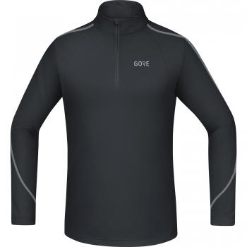 GORE Wear, Hombre, Camiseta transpirable de manga larga para correr, GORE R3 Long Sleeve Zip Shirt, Talla: XL, Color: Negro, 100092