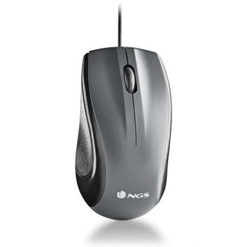 Ratón Láser USB NGS Musk, 1200 dpi, Ambidextro, 2 Botones + Rueda de Desplazamiento, Plug and Play, Color Gris