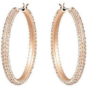 Pendientes de Aro Stone para Mujer de Swarovski, bañados en oro rosa, con cristales blancos y piedras rosa, colección Stone