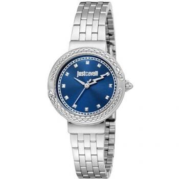 Just Cavalli Brave Snake Gray Silver Strap Women's Analog Watch with Blue Dial
