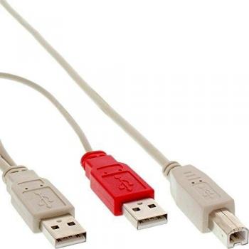 Cable USB 2.0 Y de 1 m, 2x USB A a USB B, Alta Velocidad, Beige