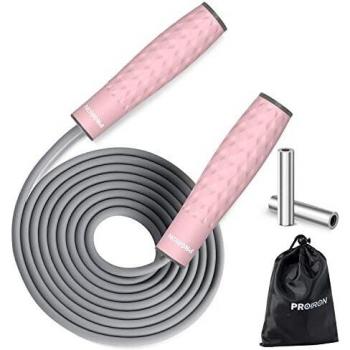PROIRON Cuerda para Saltar Ajustable de 3 m - Combas Ponderada con Mango de Silicona Suave