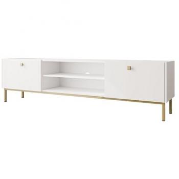 Mueble TV Comfivo AB104 Blanco 180x48x35cm con estructura metálica y dos compartimentos