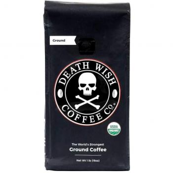 Death Wish Coffee, The World's Strongest Ground Coffee Beans, Fair Trade and Organic, 16 Ounce Bag