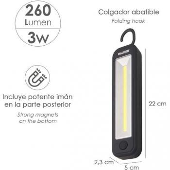 Linterna LED Profesional A Pilas (4 AA) 260 Lúmenes 3 Watts con Imán y Colgador