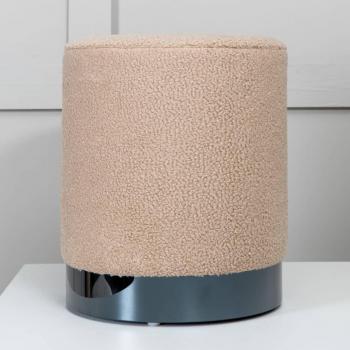 Puf Benji Venture Home 35x35x42,5 cm Piel Beige y Negra, Felpa Beige y Negro Multicolor