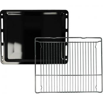 Set de 2 Piezas (1 Bandeja de Horno, 1 Rejilla) Compatible con Hornos Bosch HBG635BB1/35, HBG635BB1/15 - Dimensiones: 45,5 x