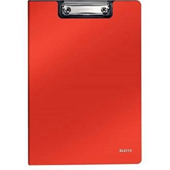 Carpeta con portapapeles LEITZ Solid A4, rojo claro, con tapa y clip metálico