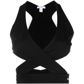Alaia Women's Crossover Crop Top in Black | Size 40 | AA9H03704J047, Alaïa Top Black, Sleeveless Tops, female, Black, Size: M