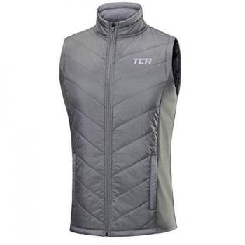 Chaleco Excel Runner TCA para Hombre con Bolsillos y Cremallera, Color Gris Claro, Talla XL